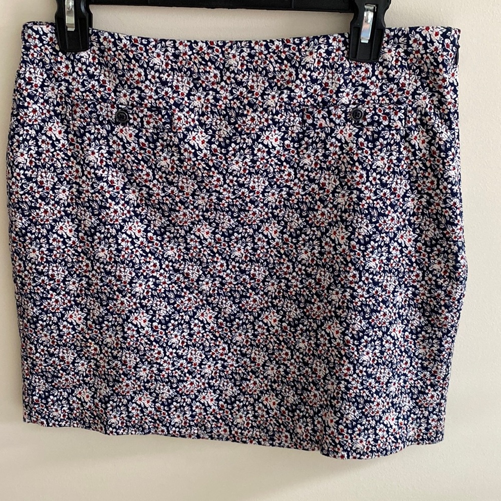 Banana Republic Red And Blue Floral Mini Skirt Size 8